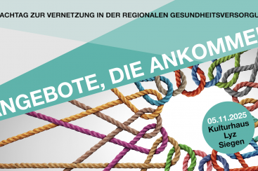 Grafik für den Fachtag zur Vernetzung in der regionalen Gesundheitsversorgung, der am 05.11.2025 im Kulturhaus Lyz in Siegen stattfindet.